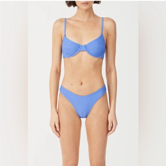 Zulu And Zephyr Signature Curve Brief Bikini Bottom High Cut Bay Blue Size 8 New - Picture 1 of 12
